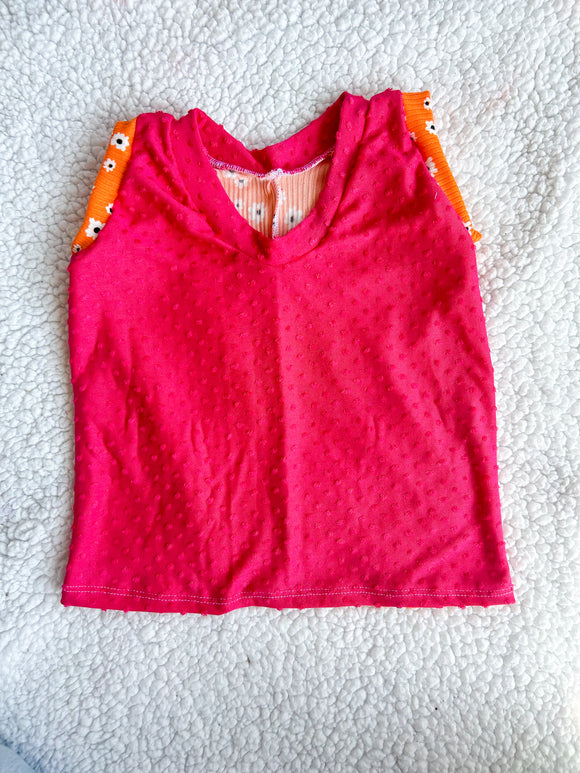 Bright pink and floral tank top 12/18 months