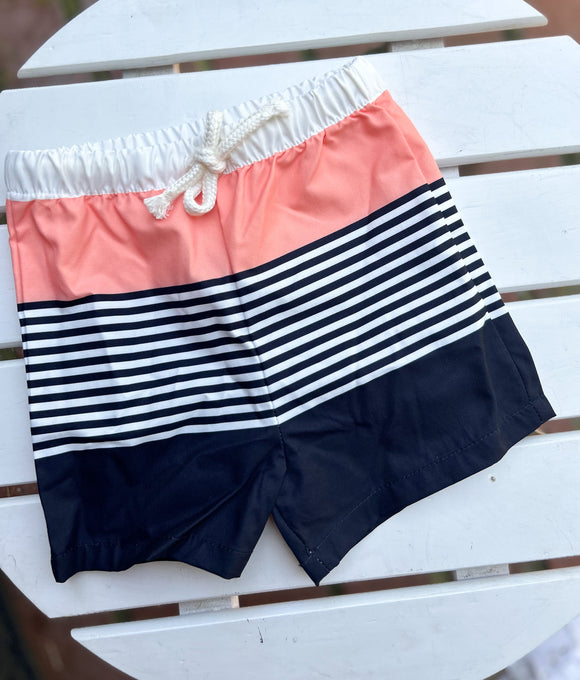 Peachy Striped Swim Shorts